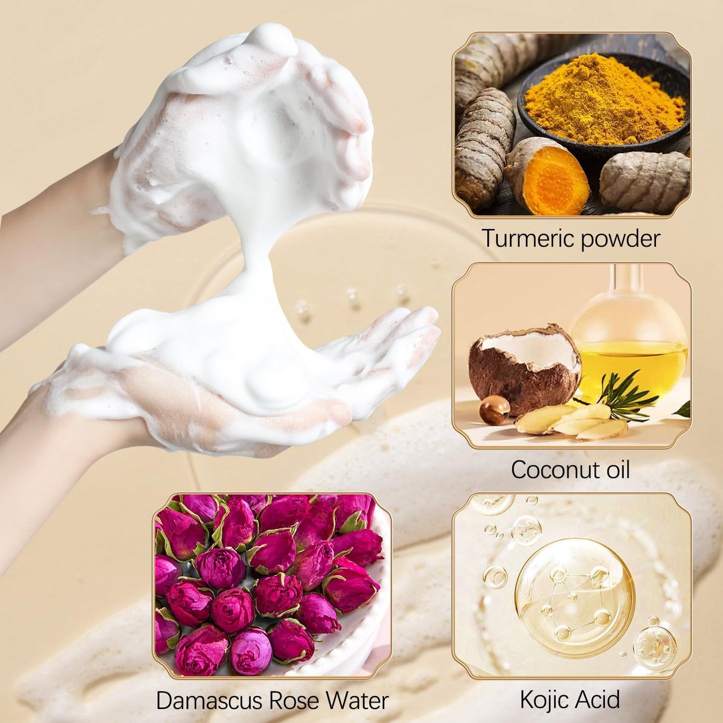 Turmeric Facial Cleanser, Turmeric Facial Wash, Turmeric Face Wash, Turmeric Facial Cleanser,Turmeric Foaming Cleanser for All Skin3.38 Oz