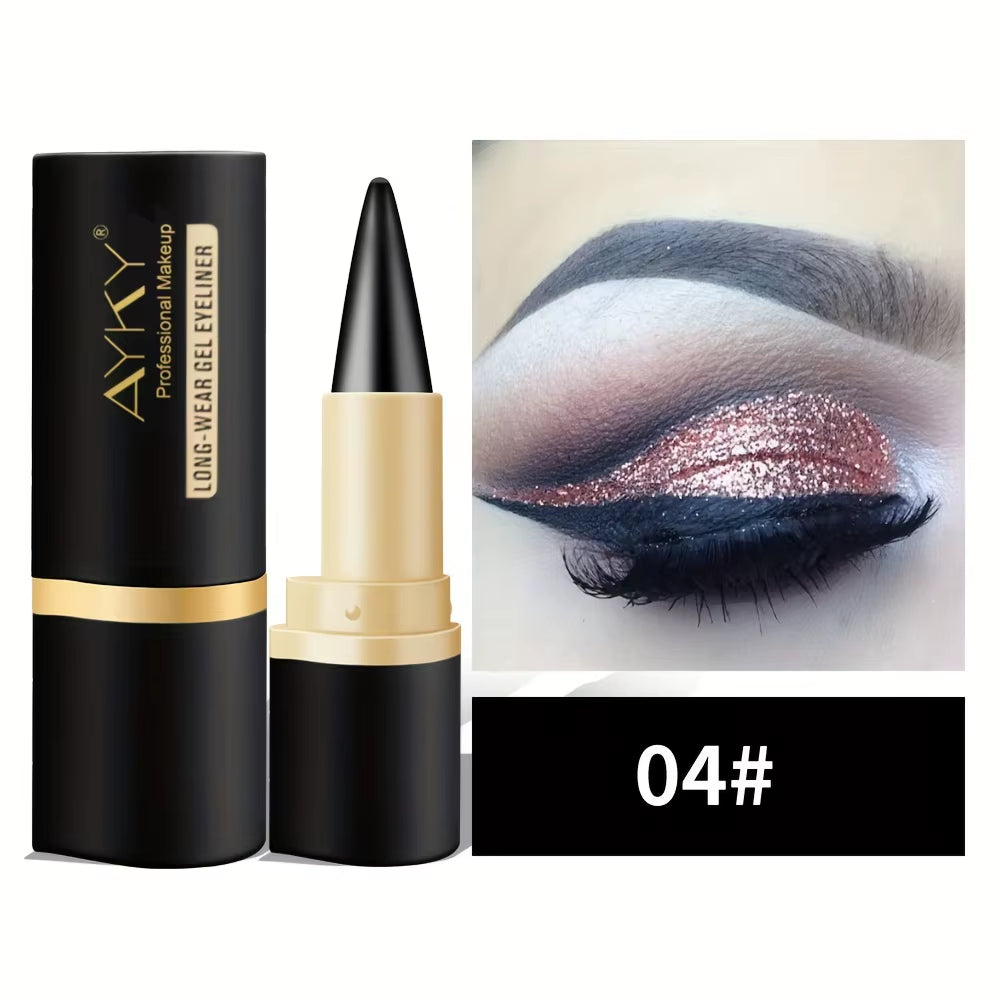 Matte Glitter Waterproof Eyeliner Stick Smudge Proof Black Single Head Solid Eyeliner Balm