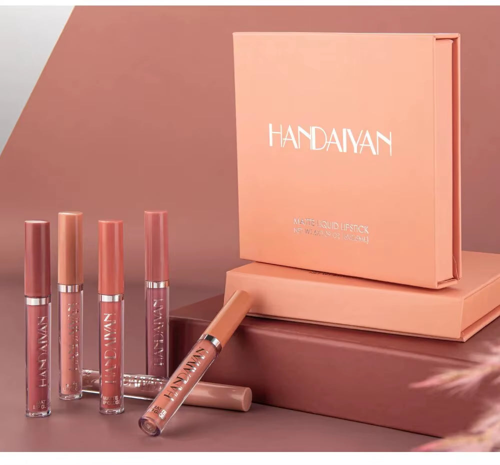 LuxeMatte™ by Handaiyan – 6-Piece Waterproof Matte Lipstick Set