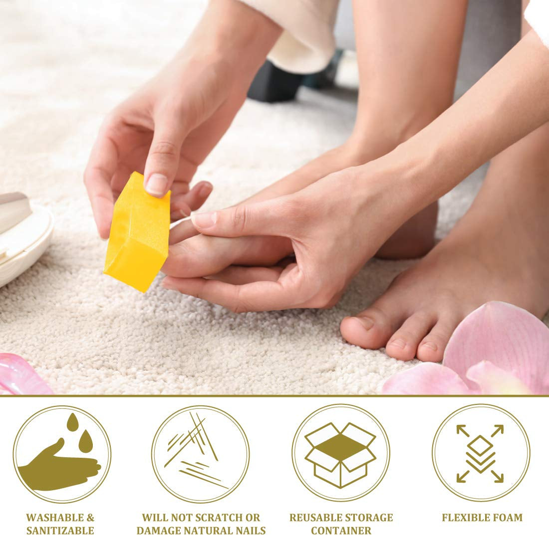 Ultra Gold Buffing Block, 240 Grit, Four-Sided Manicure & Pedicure Nail Buffer, 3.75" L X 1" W X 1" H, 20-Count