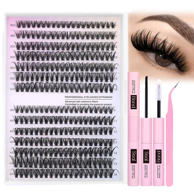 9-16mm DIY Lash Extension Kit: 280pcs Lash Clusters [Bond & Seal, Tweezers]