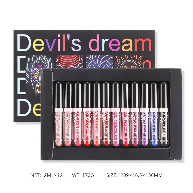 Devil’s Dream™ – 12-Color Glitter Lip Gloss & Lip Tint Kit