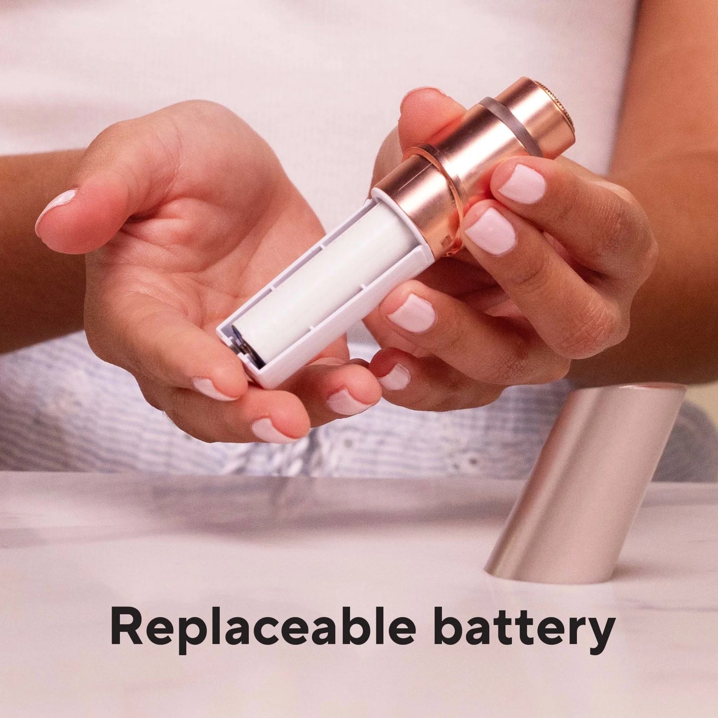 Finishing Touch  Facial Hair Remover for Women, Rose Gold Electric Face Razor with LED Light