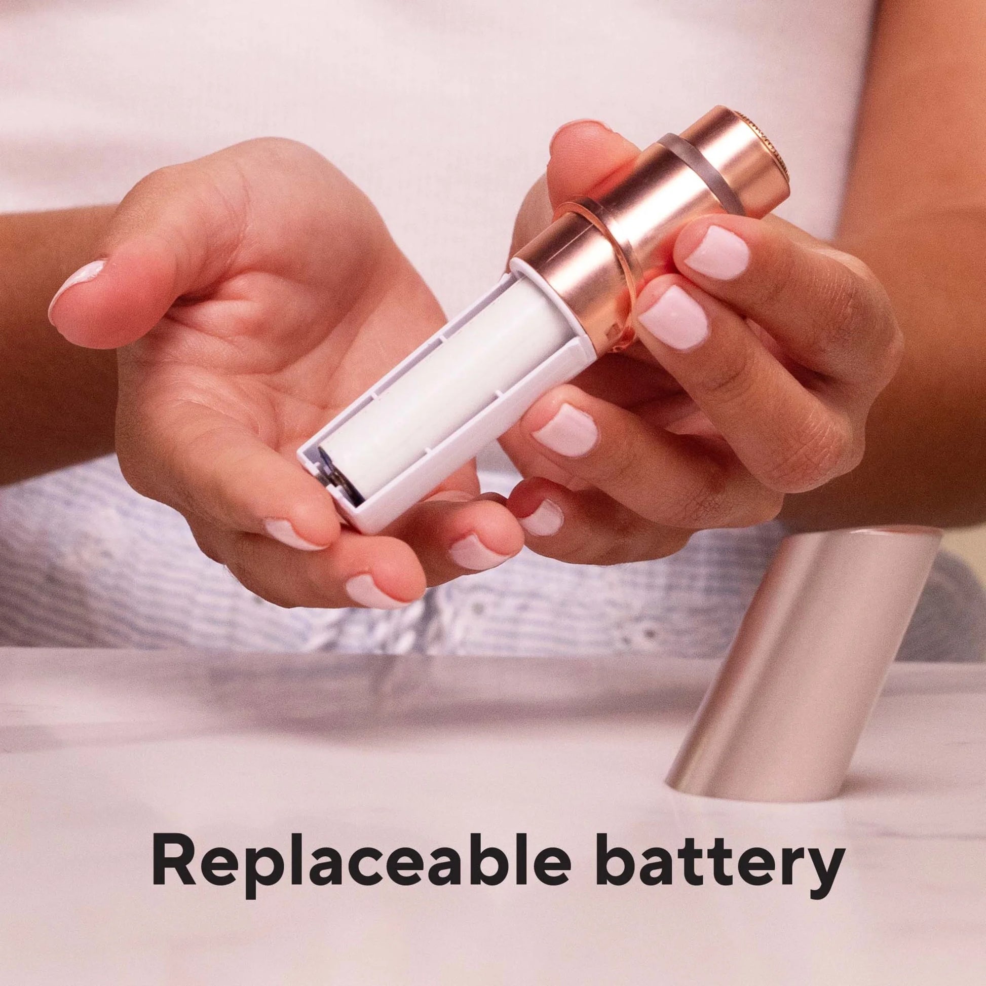 Finishing Touch  Facial Hair Remover for Women, Rose Gold Electric Face Razor with LED Light